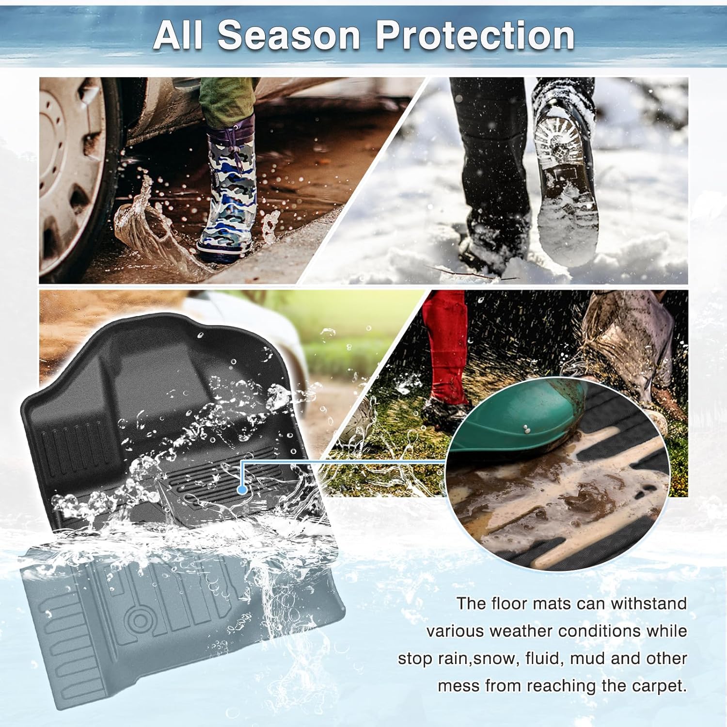 Mixsuper F150 Floor mats-Floor mat for Ford F150 SuperCrew 2021-2024 (Fit Rear Seat Without Under-Seat Fold Flat Storage),All Weather TPE Floor Liners Protection for F150 Accessories, Car Mats, Black