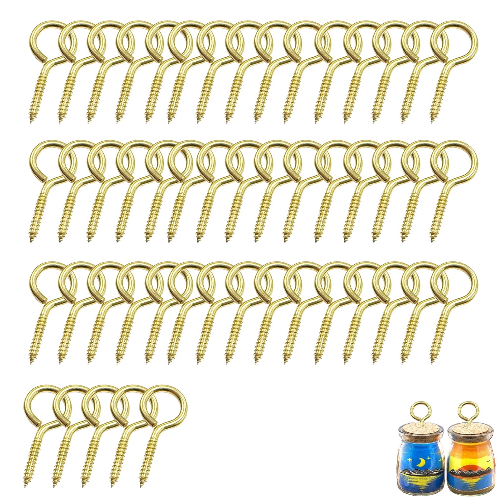 Occhiello Per Legno, 200pcs Pins D'occhio Vite Occhielli Ganci Filettati Risultati Per Argilla, Resina, Perline - 2