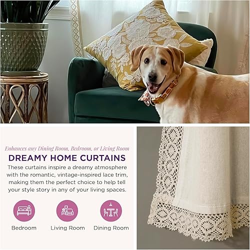 Miniatura 6 de Lush Decor Rosalie - Cortinas para ventana de estilo rural rústico, juego de paneles para sala de estar, comedor, dormitorio (par), 54 pulgadas de