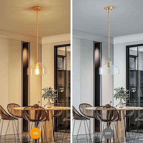 Miniatura 4 de WUZUPS Candelabro rústico rústico industrial redondo para techo, lámpara LED con pantallas de vidrio transparente para comedor, cocina, isla,