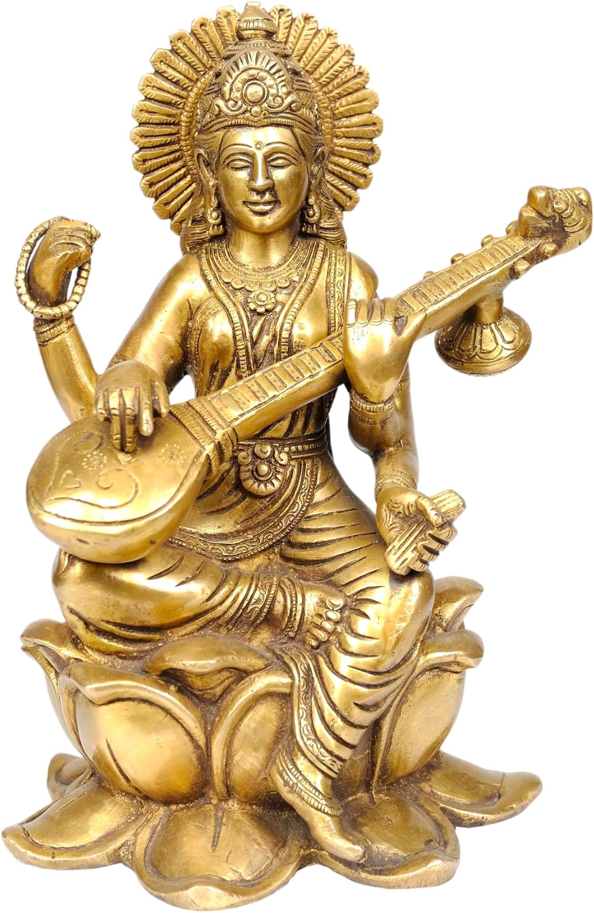 Astadhatu- Brass Shree Maa Saraswati Idol (3 Inch Height), Religious