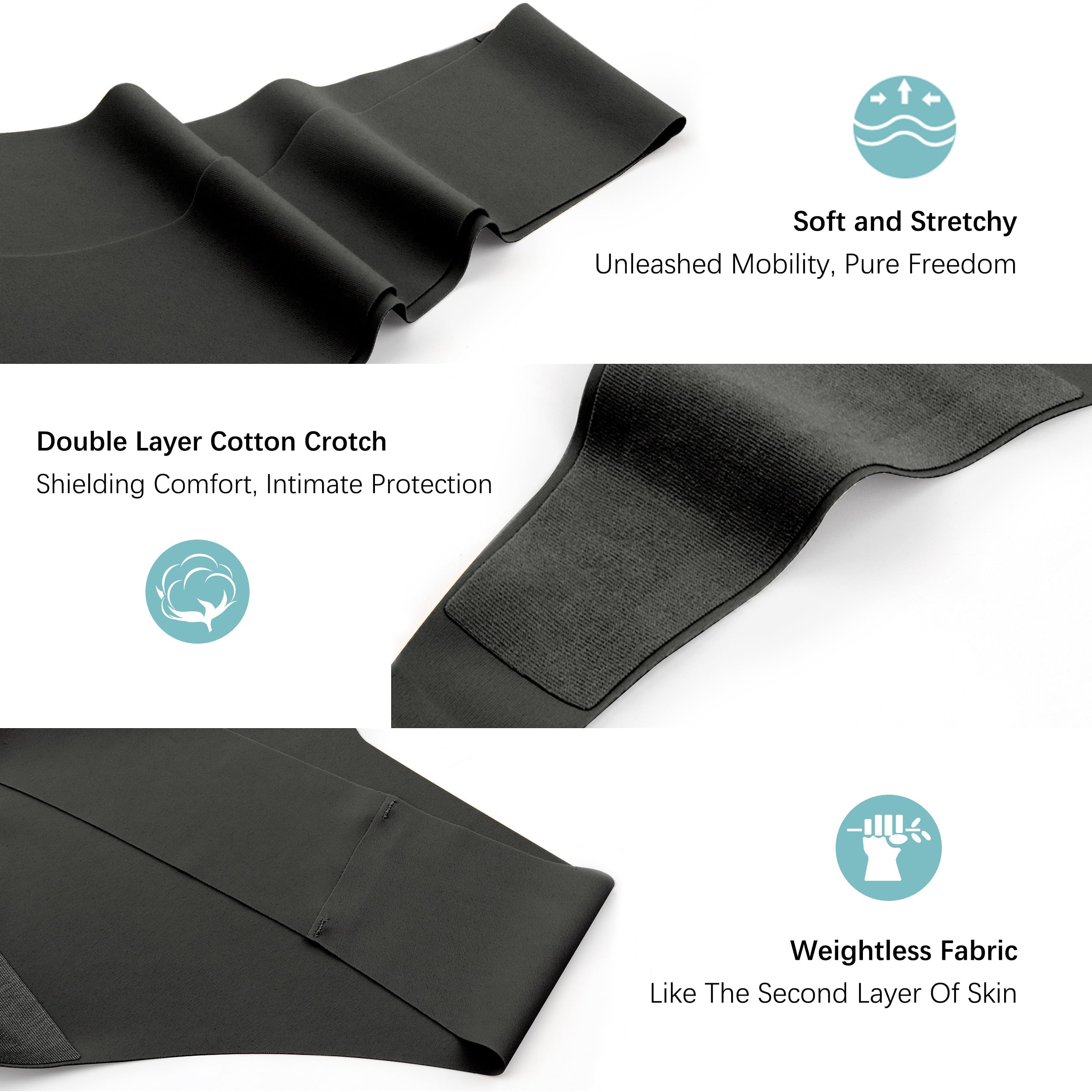 VOENXE Slip Perizoma Donna Senza Cuciture, Tanga A Vita Bassa Mutande Brasiliana,Invisibili Mutandine,Microfibra String Mutanda Biancheria Intimo,Seamless Women Thong Underwear Multipack,Pacco da 5