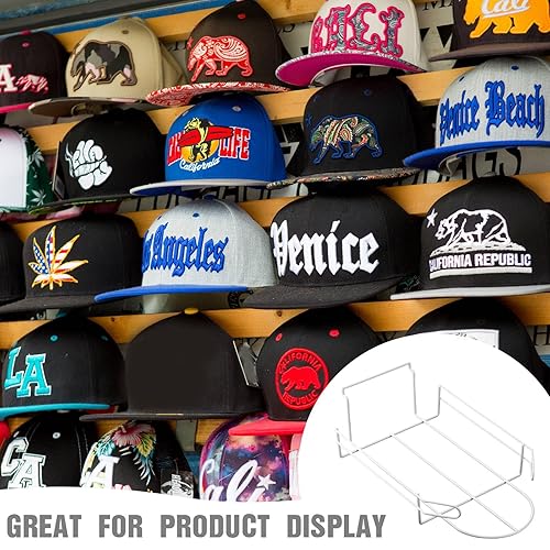 Miniatura 7 de Yexiya 4 piezas de sombrero de alambre para sombreros de béisbol Slatwall estante de exhibición minorista estantes organizadores para mercancías