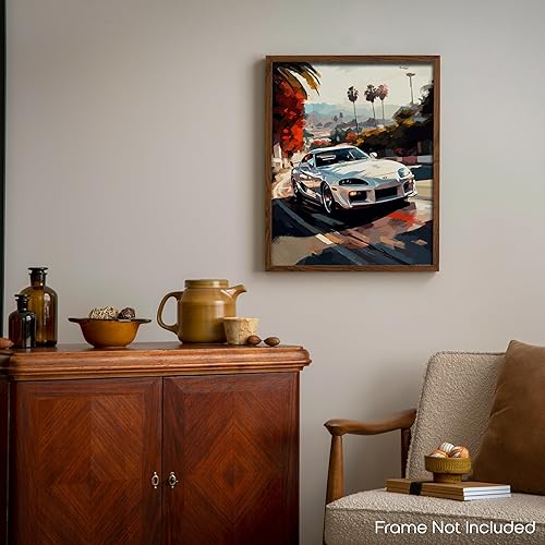 Miniatura 6 de Inspirational Wall Art Co. - Confident | Póster Toyota Supra 1994 - Póster de automóvil para habitación de niños - Decoración de pared del automóvil