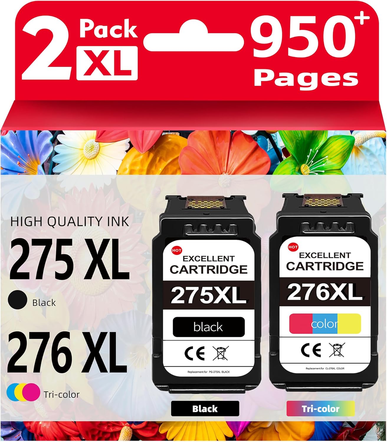 276XL Color 275XL Black Ink Cartridge Combo Pack (2-Pack) - Replacement for Canon tr4700 Printer Ink Cartridges Compatible for Canon tr4700 tr4720 tr4722 ts3700 ts3722 ts3522 ts3500 ts3720 Ink