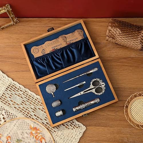 Miniatura 4 de Kit de tijeras de bordado vintage, regalo de Navidad para profesionales de costura, kit de costura antiguo europeo, herramientas de costura