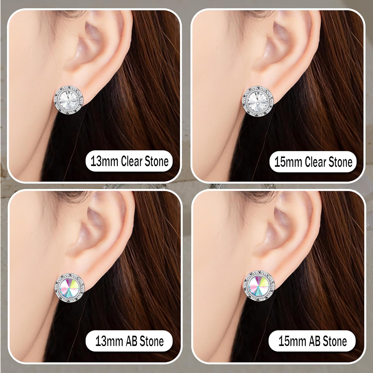 Clip on Dance Earrings for Women Crystal Halo Rhinestone Earrings for Competitions Performance Stage Wedding Party - Image 6