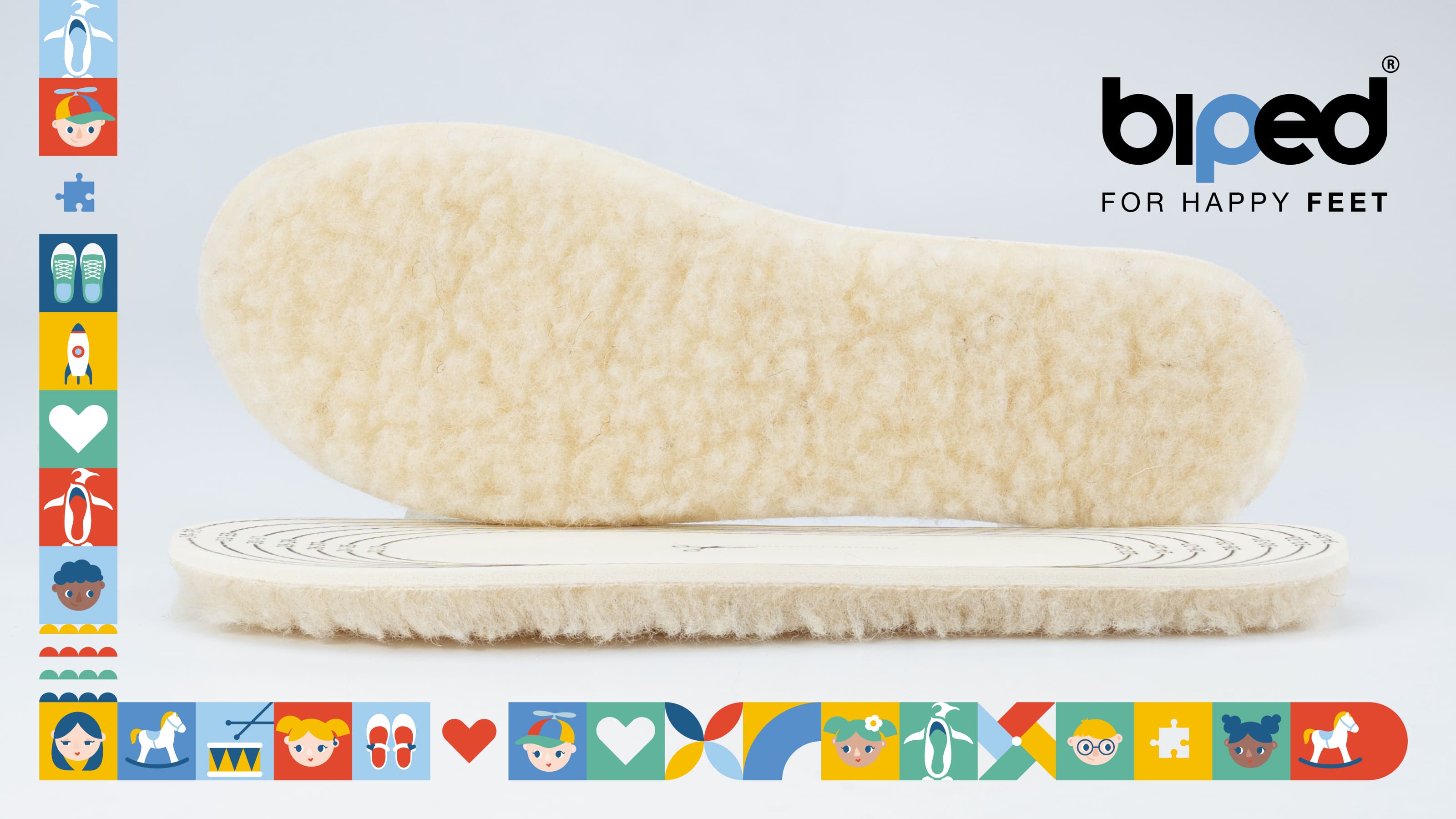 Biped 2 Paires De Semelles En Feutre Pour Enfants Avec Latex Naturel