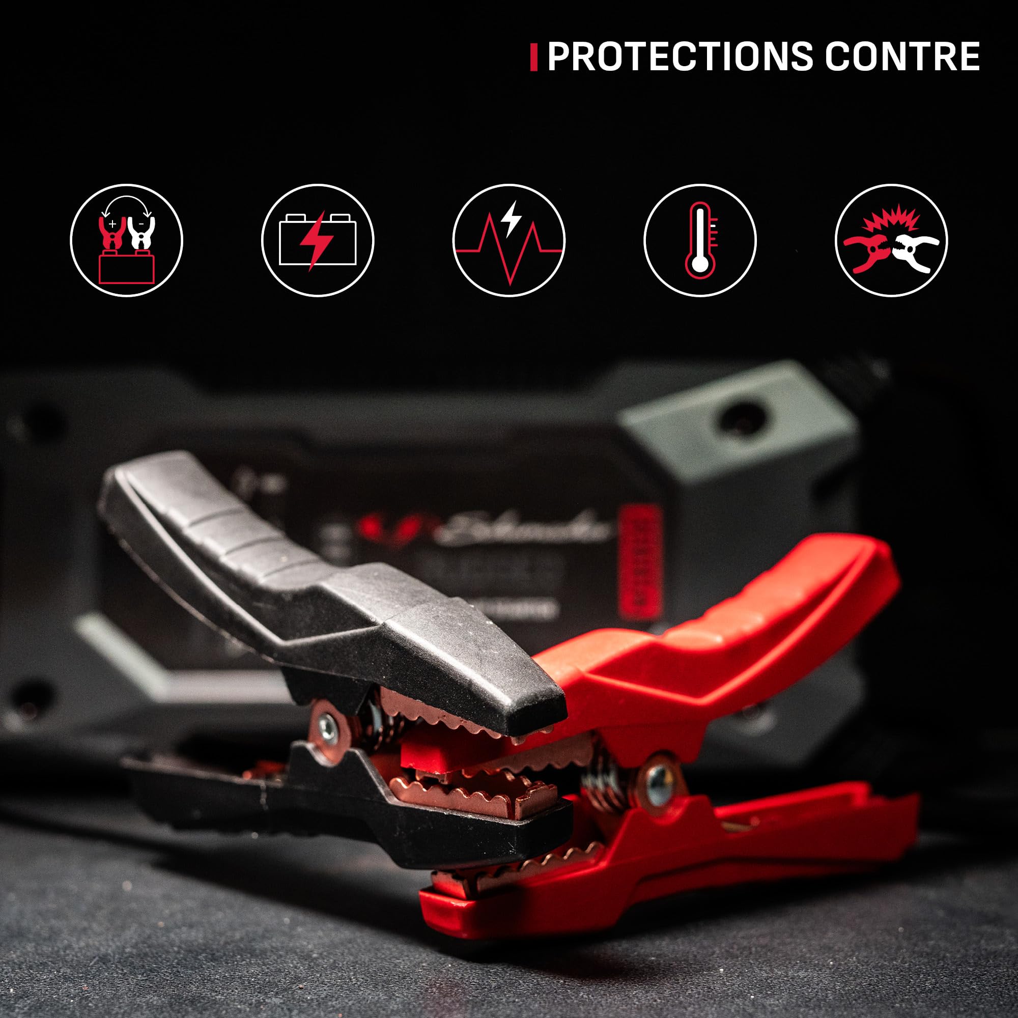 Schumacher Electric SBX462 Booster Batterie Voiture 1500A 12V | Démarreur Lithium Sécurisé, Pinces Intégrées, Essence 7L / Diesel 5L, Chargeur USB, Lampe LED, Override et Pre-Boost