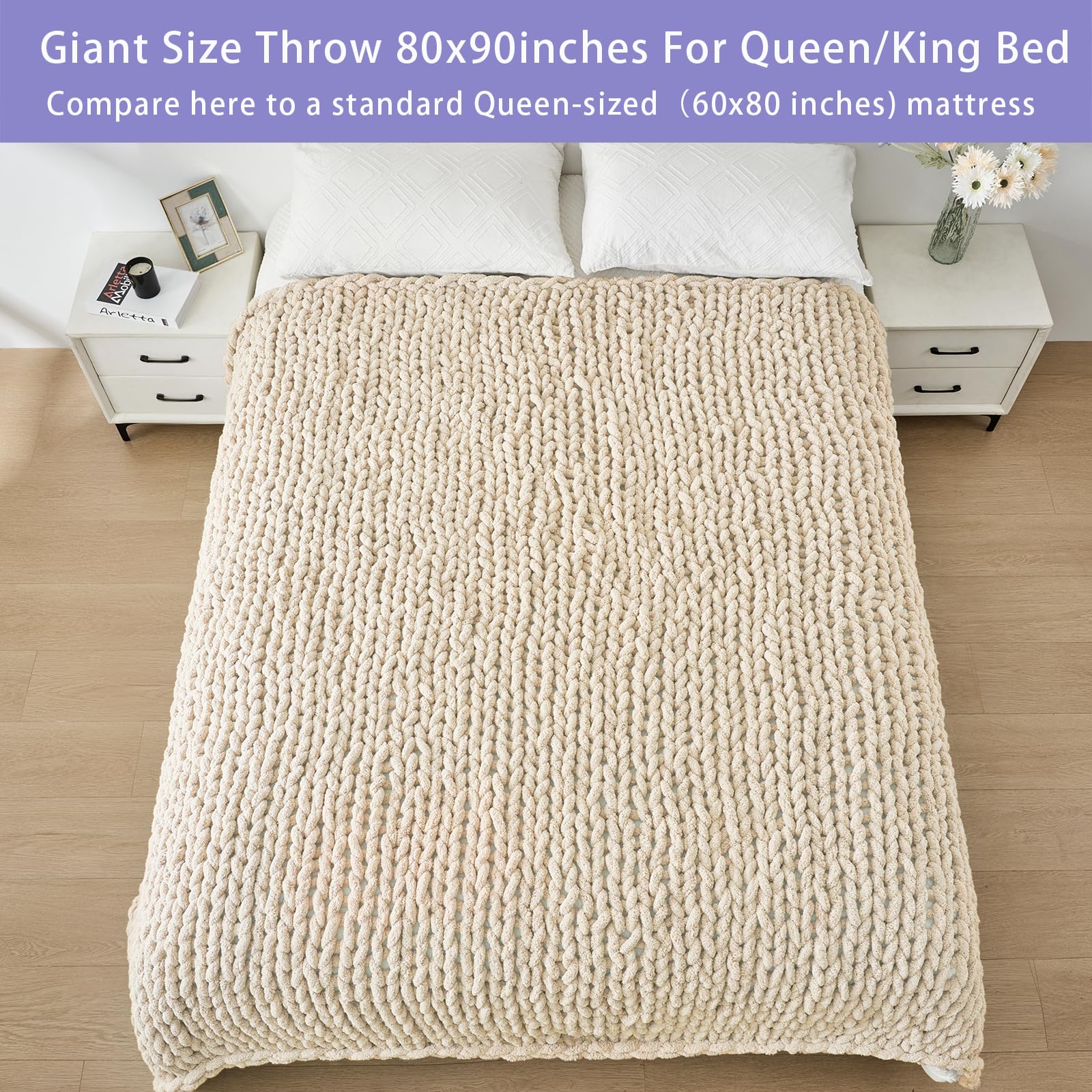 Amazon.com: Bigacogo Chunky Knit Throw Blanket for Couch, 80x90