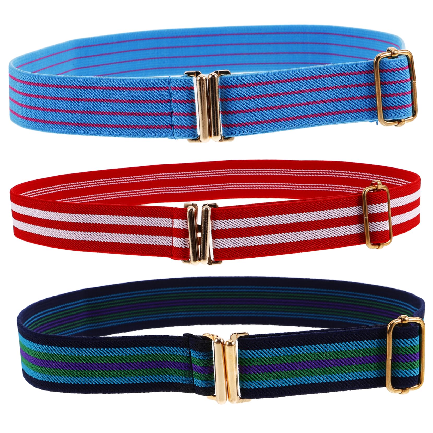 Ipetboom 3 Sets 3 Pcs Adjustable for Boys and Girls Stretchy Children Waistbelt Comfortable Woven Fabric Assorted Colors