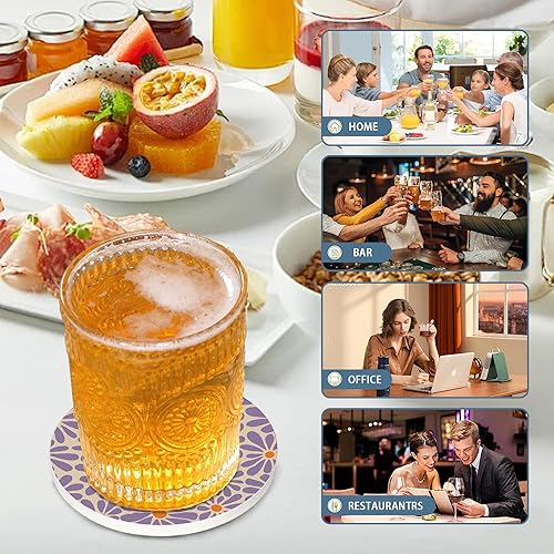 Miniatura 7 de Juego de 4 posavasos de cerámica con fondo de corcho para tazas y tazas, decoración del hogar, 4 pulgadas