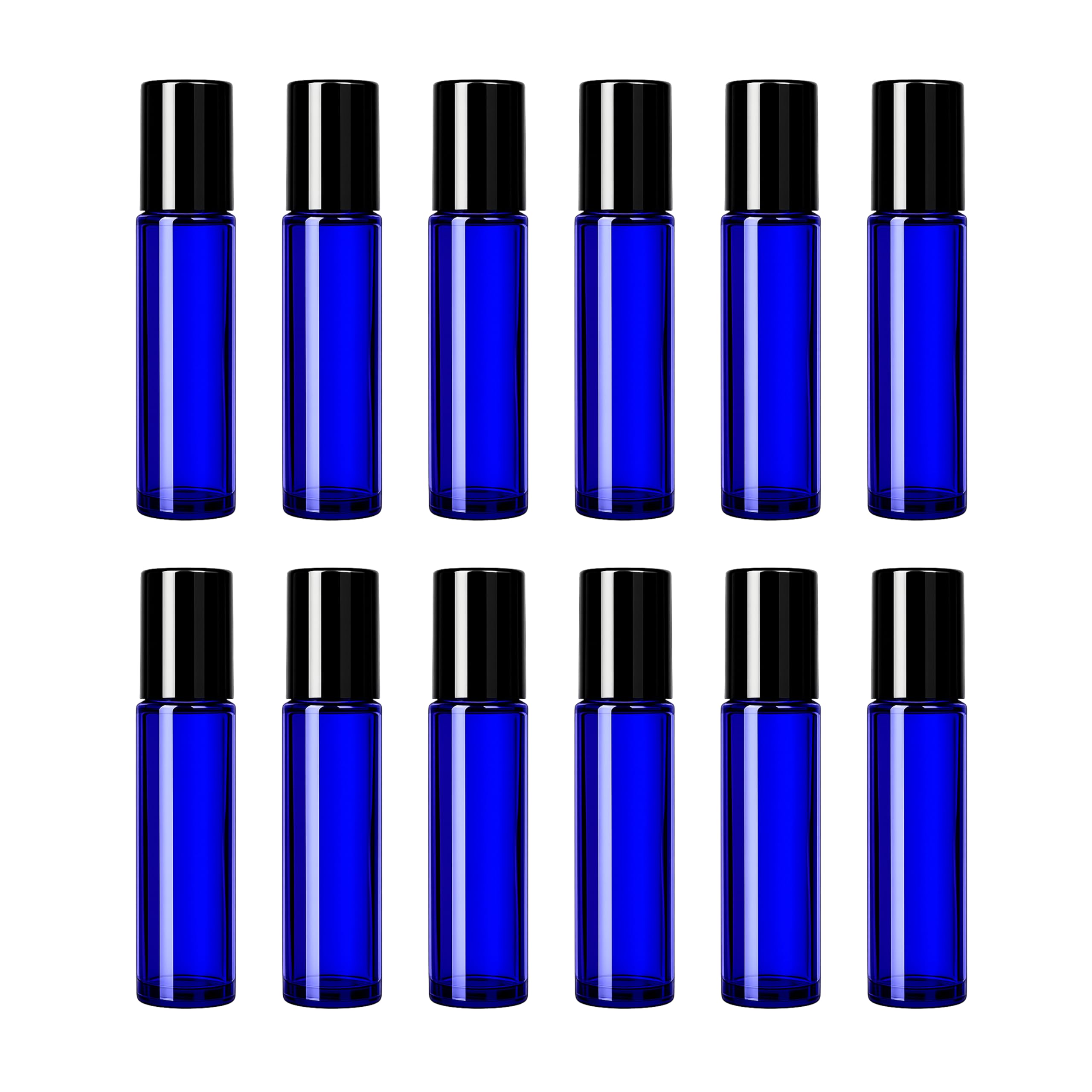 Royal Blue Glass Roll On Bottles with Black Cap for Essential Oils, Perfumes, Lip Balms, Aromatherapy | Refillable, Reusable & Eco-Freindly Leakproof Bottle - 10 ML (Pack of 12)-image-46