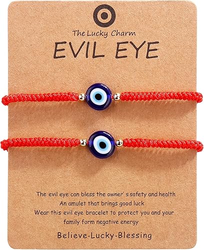 Pack Of 2 Handmade String Red Evil Eye Bracelets Blue Evil Eye Jewelry Bracelet for Women Men Teens Braclets mal de ojo bracelets ojo turco pulsera
