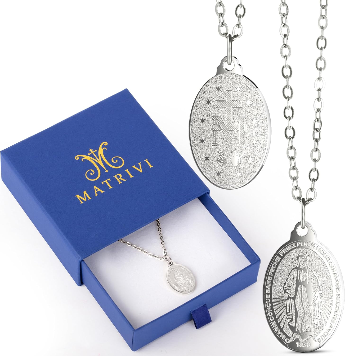 Miraculous Medal - Virgin Mary Necklace - Catholic Family Owned Brand - Made in USA - 16 Inch Stainless Steel Chain - Tarnish Free Gold Jewelry - Necklaces for Women - Image 7