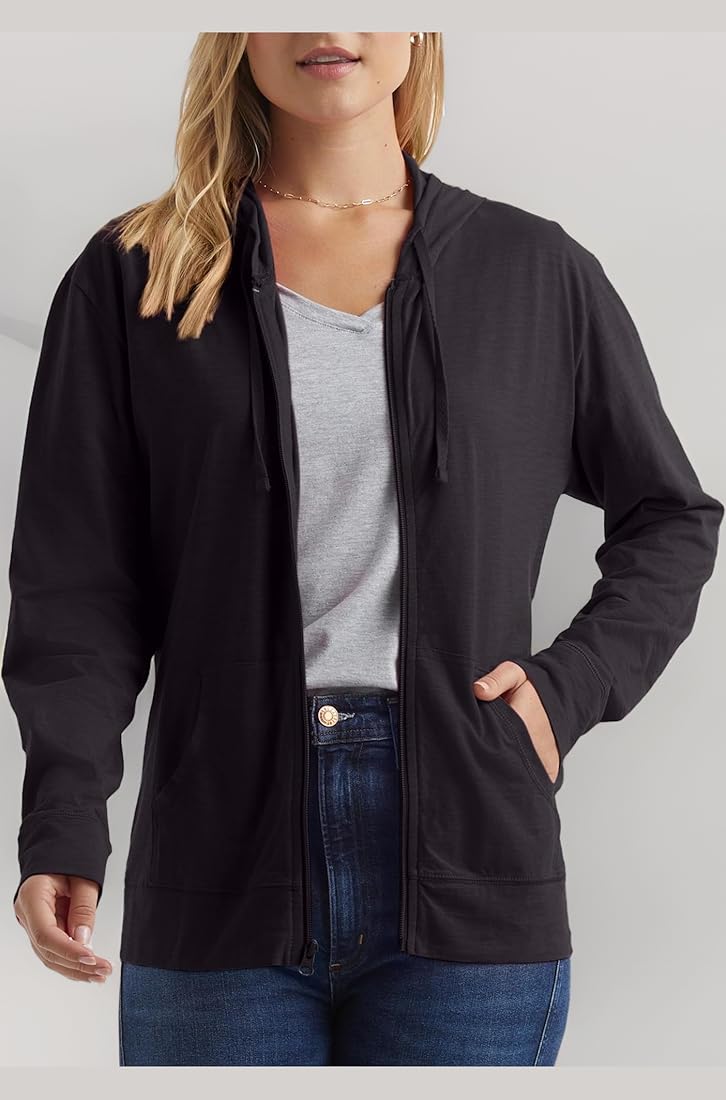 Buy Hanes Women's Jersey Full Zip Hoodie, Black, Small at Amazon.in