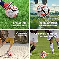 Vista 5 de Soccer Ball Size 5 with Pump, Waterproof PU Leather - Professional Training & Official Match Ball, Includes Inflation Needle & Net Storage Bag for