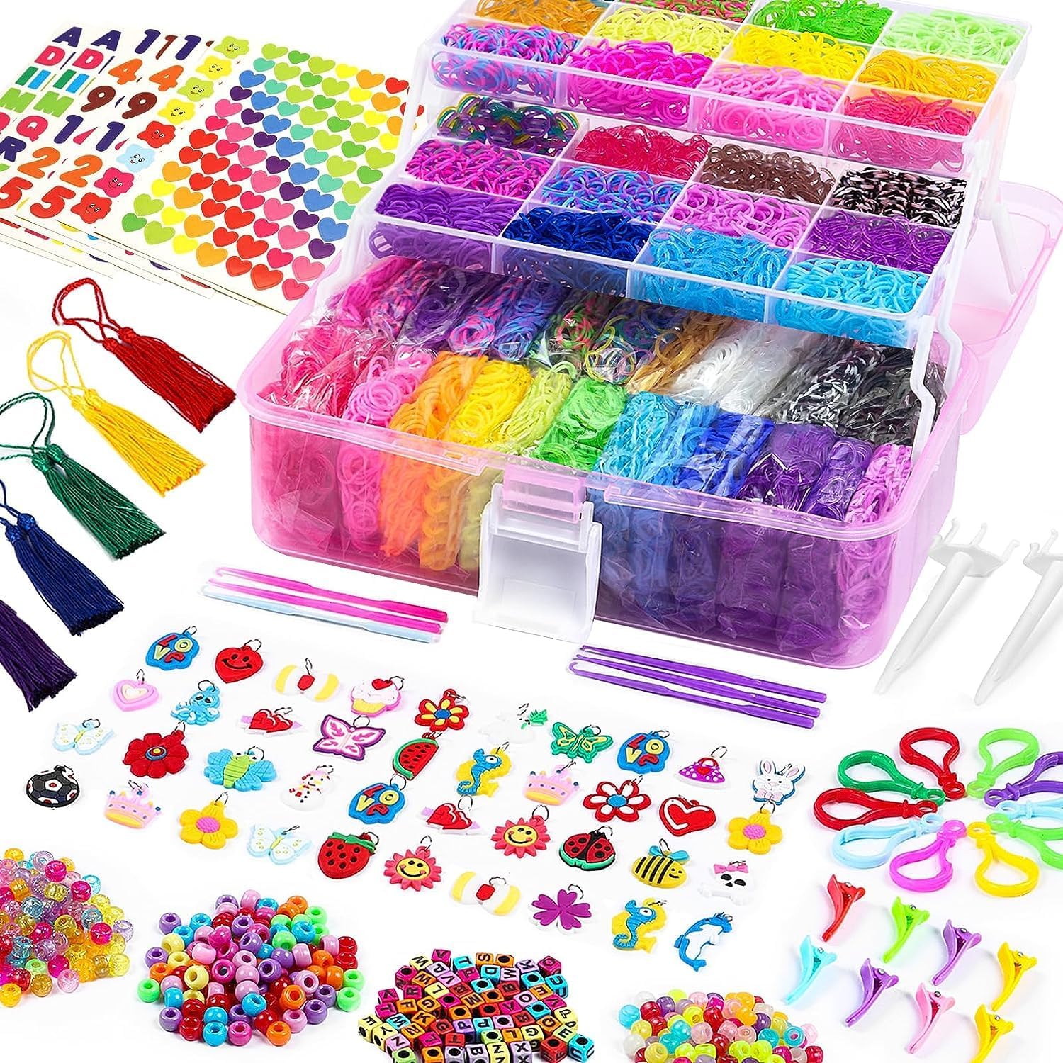 18000+ Loom Bands Kit, 28 Colours Rubber Band Bracelet Making Kit, Kids Girls Friendship Elastic Bracelet Making Set, Arts Crafts Birthday Gifts for Girls Age 4 5 6 7 8 9 10