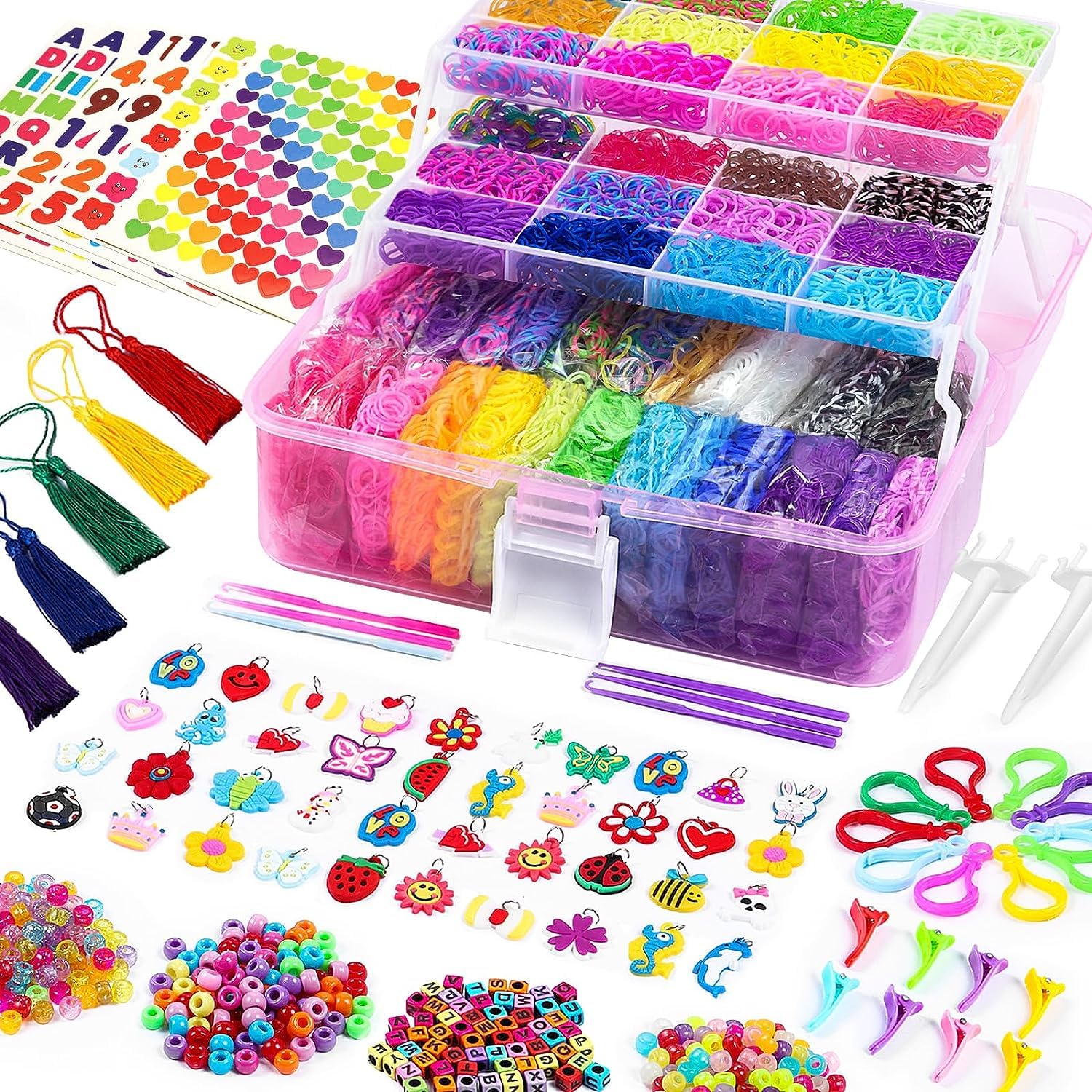 FunzBo 18000+ Loom Bands Kit, 28 Colours Rubber Band Bracelet Making Kit, Kids Girls Friendship Elastic Bracelet Making Set, Arts Crafts Birthday Christmas Gifts for Girls Age 4 5 6 7 8 9 10