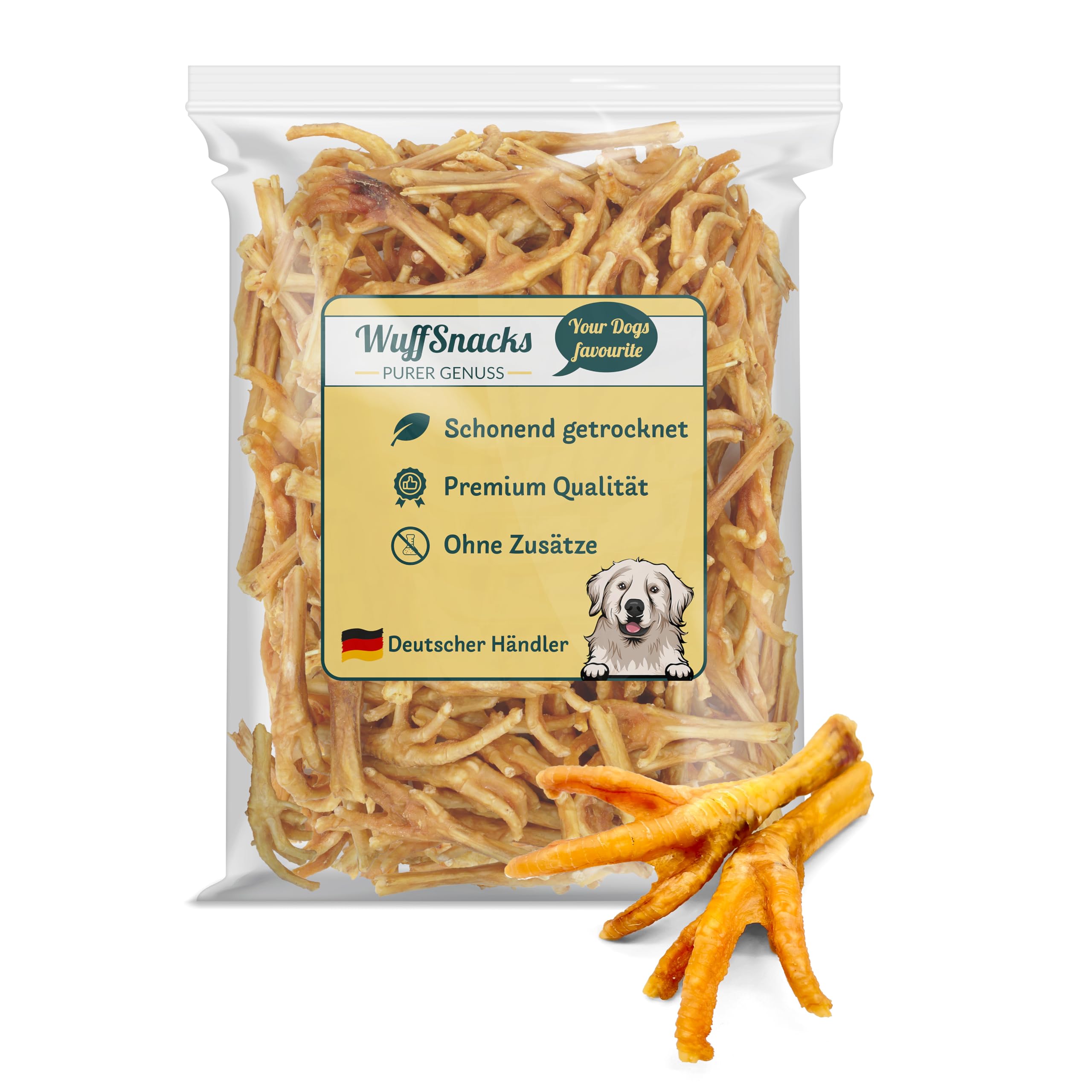 Getrocknete Hühnerfüße für Hunde | 5 kg | 100% Huhn | Kauartikel | Hundefutter | Leckerli von WuffSnacks