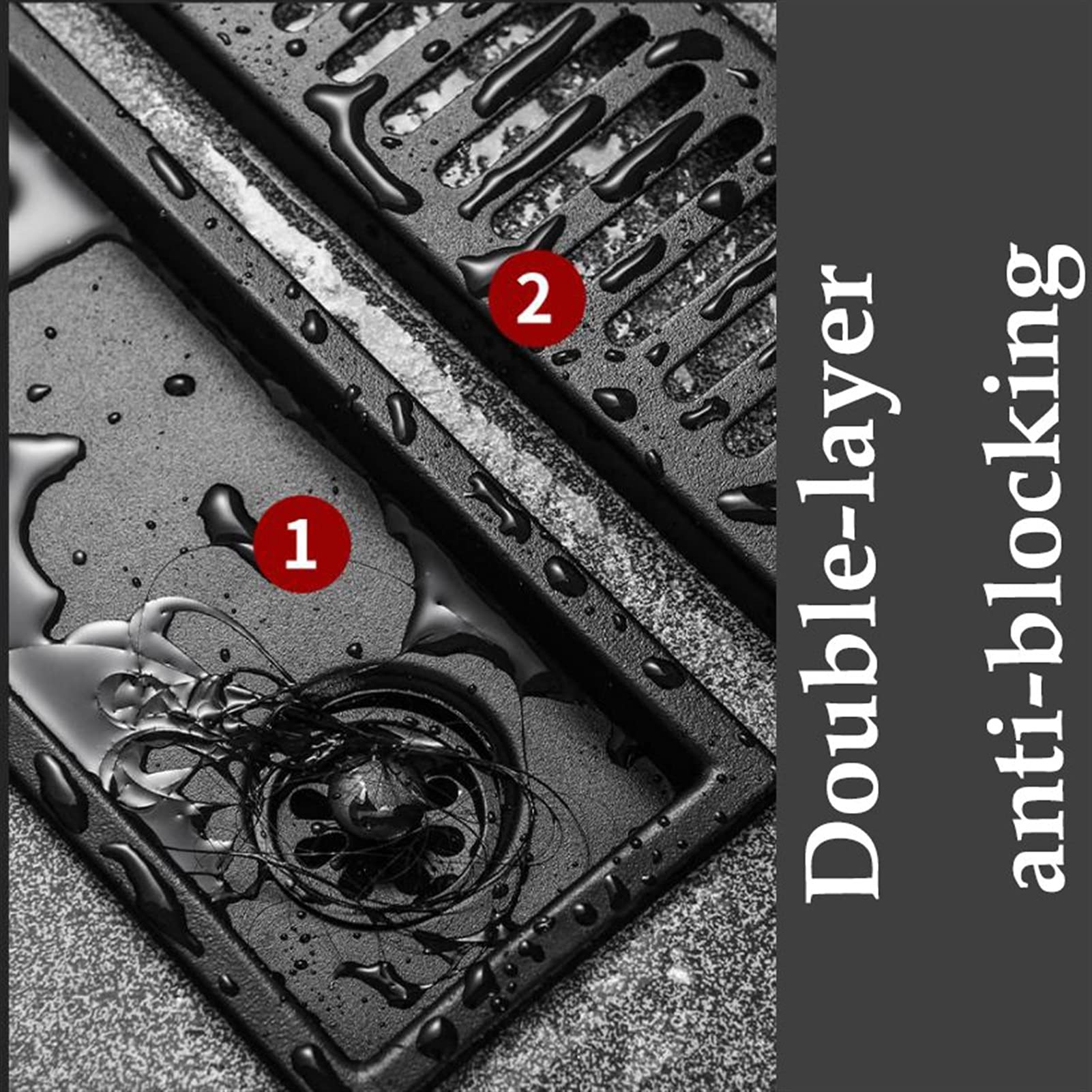 Tubo de desagüe para Ducha, Desagüe de Ducha Lineal con Filtro, desagüe Rectangular SUS304(20cm/8'')