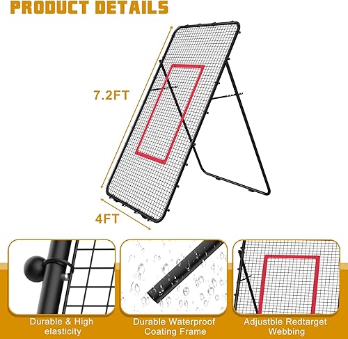 Miniatura 4 de Red de voleibol ajustable 7x4 pies, equipo de entrenamiento de voleibol para lacrosse, béisbol, fútbol, tenis, rebotador de voleibol de patio para