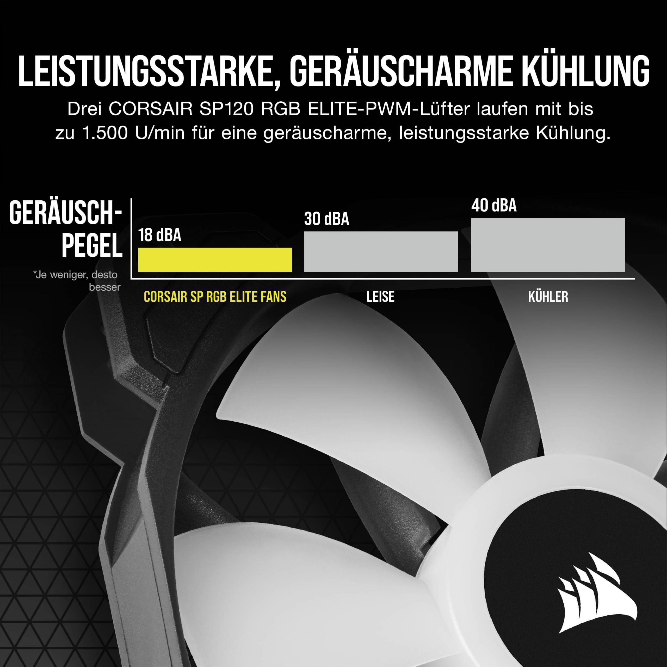 CORSAIR H100 RGB-Flüssig-CPU-Kühler - 240mm AIO - SP120 RGB ELITE Lüfter - Passend Für Intel LGA 1200/115X/2066, AMD AM4 - Motherboard ARGB Adapter Enthalten - Schwarz