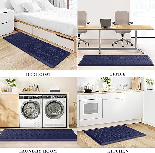 Miniatura 7 de Tapete de cocina 2 piezas acolchado antifatiga, impermeable, antideslizante, tapete de cocina ergonómico de espuma cómoda, tapete de pie para