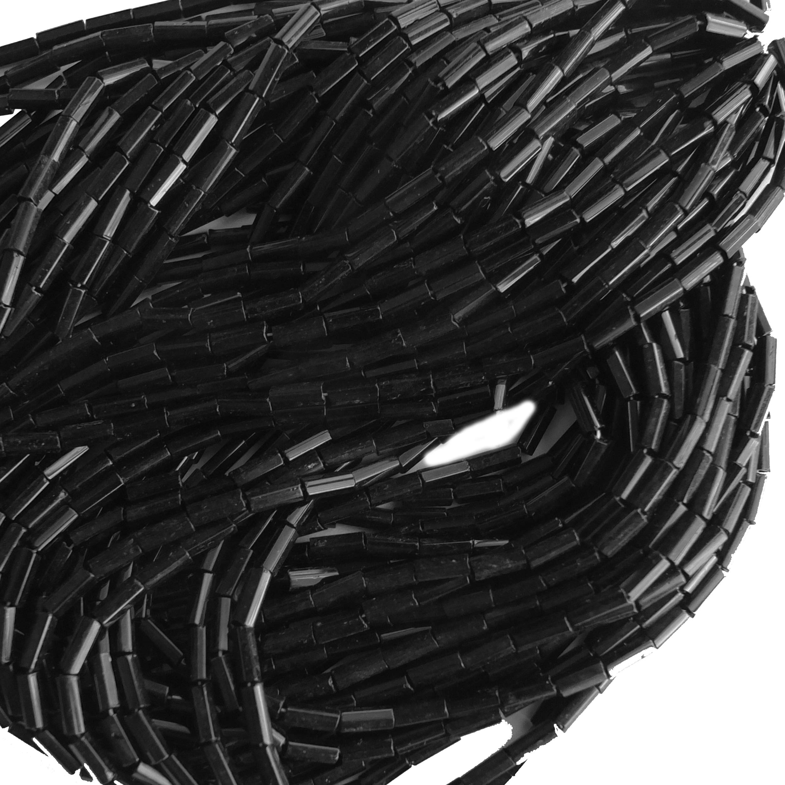 SALE Bugle Bead Dropper Bunch Black With Red - 8cm Long