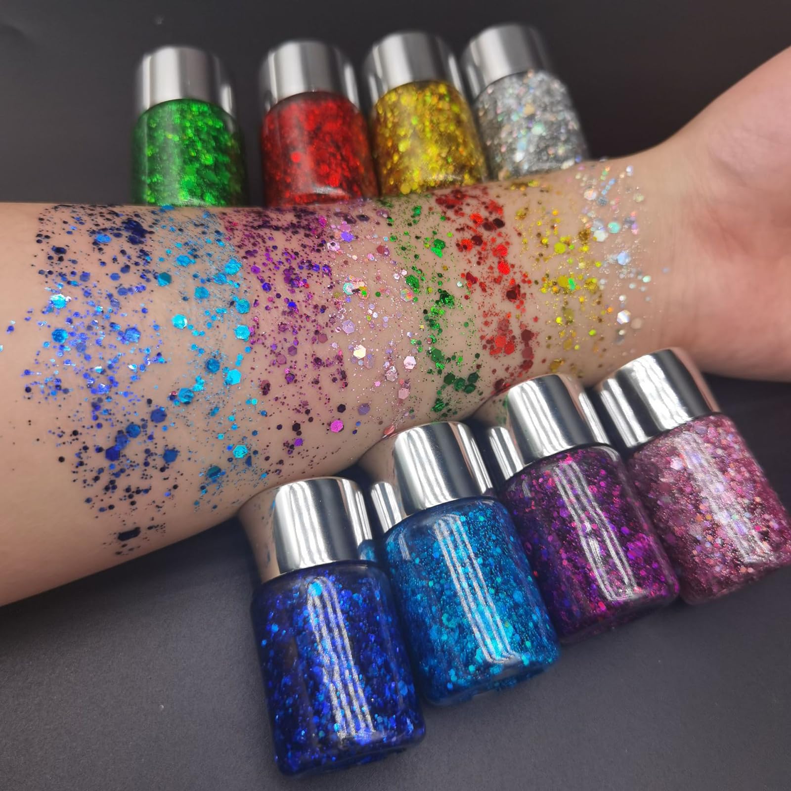 Gel glitterato per trucchi notturni per feste e decorazioni sceniche Glitter artigianali portatili