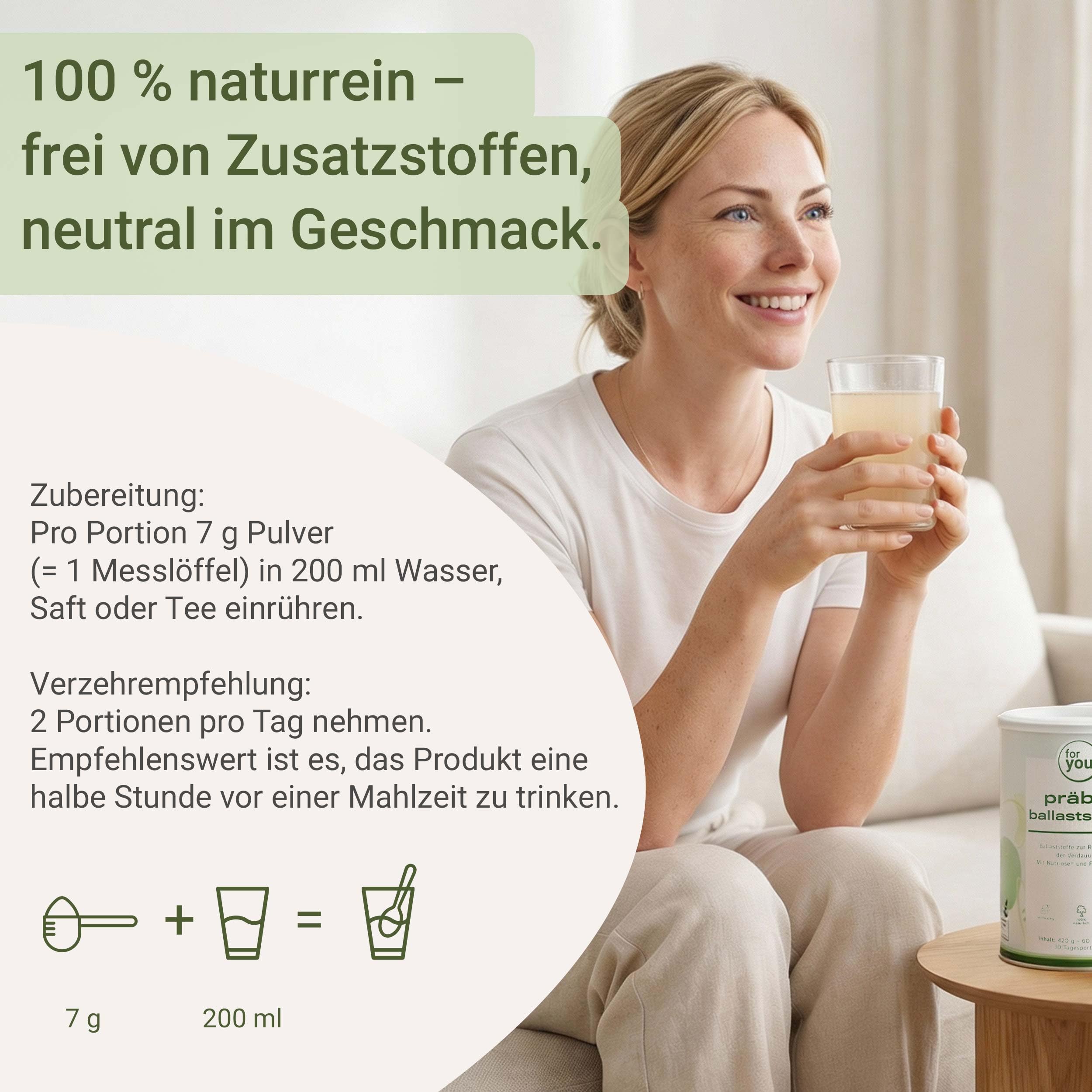 for you präbio ballaststoffe - Kombination aus löslichen, pflanzlichen Ballaststoffen - Akazienfaser & resistentes Dextrin - Unterstützt Verdauung & Darmgesundheit (840g)