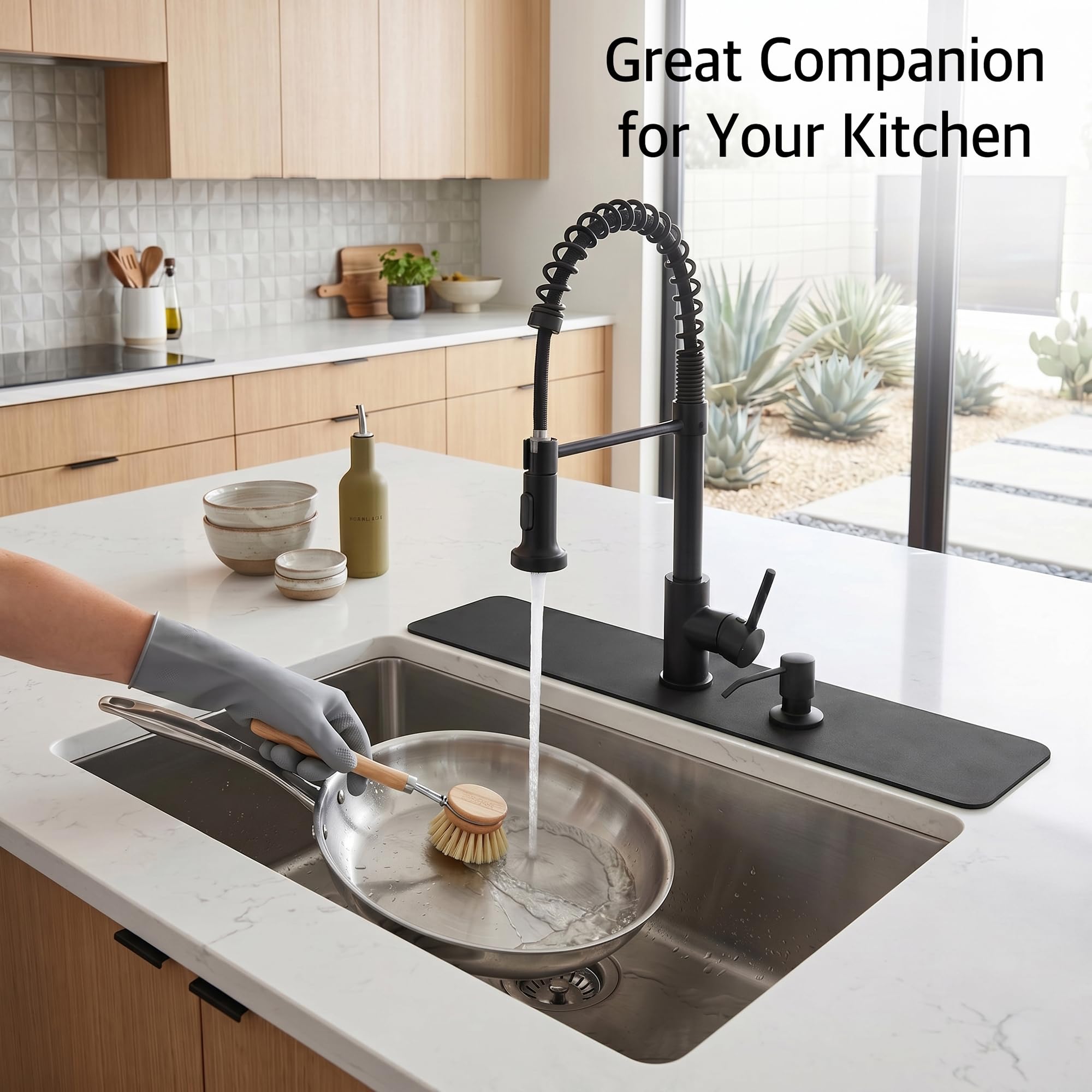 Absorbent Kitchen Sink Faucet Mat for 2-Hole 4" On-Center Faucets 30"x5.5" — Amazon image 6