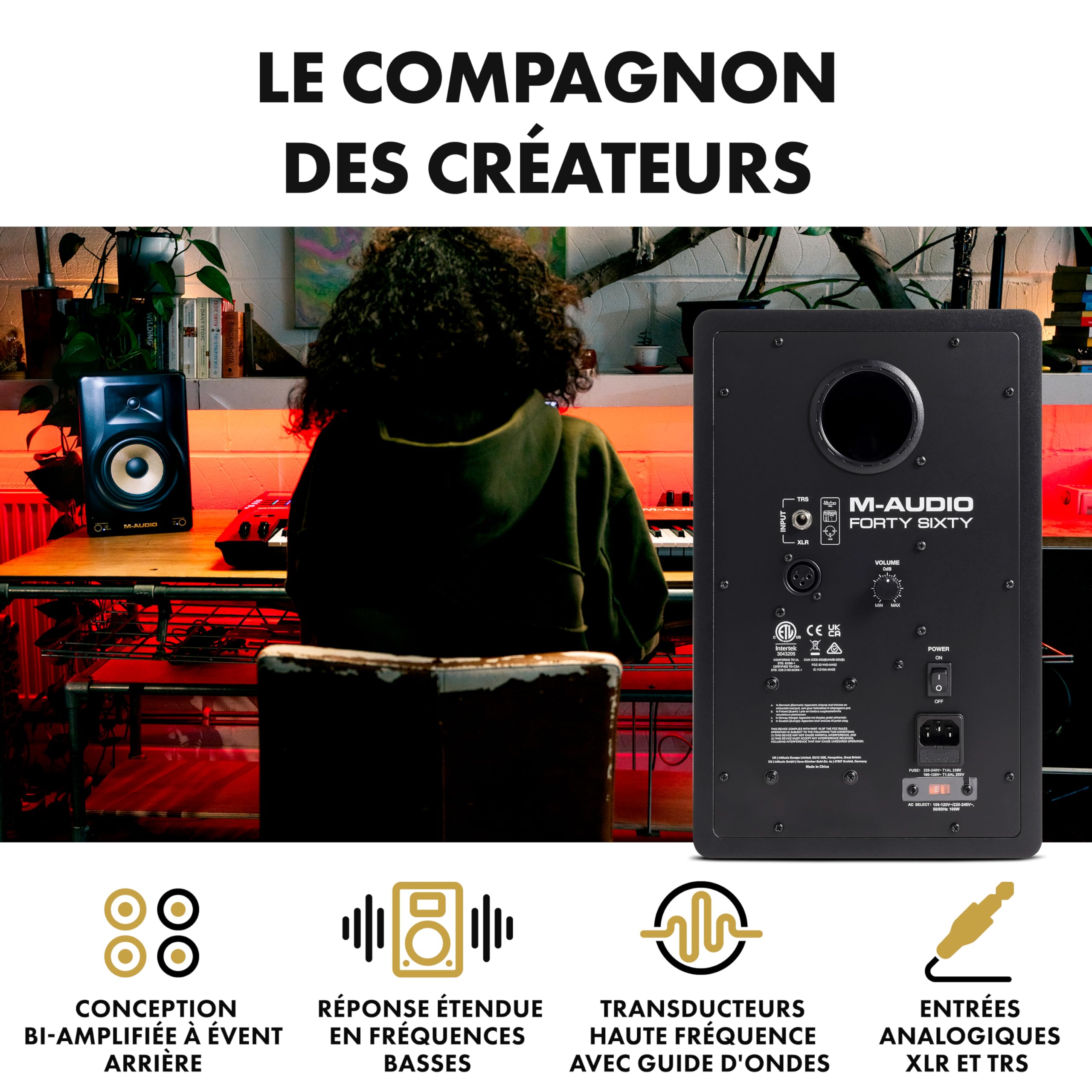 M-AUDIO Forty Sixty Enceinte de Monitoring Studio 6.5" 100W Bluetooth DSP