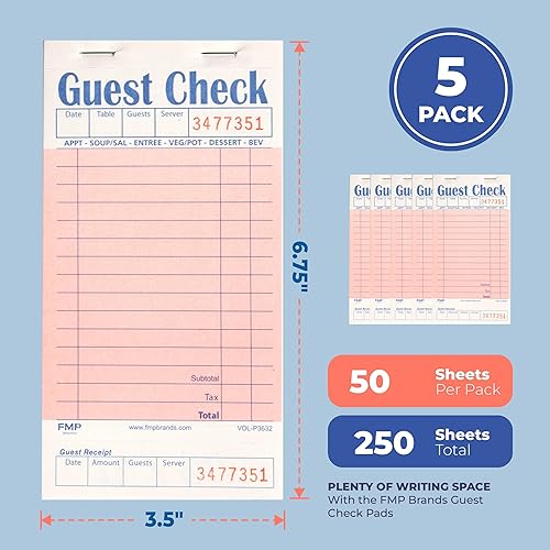 Vista 10 de 10 talonarios con comandas para pedidos de clientes, para mozos, con recibos para los clientes, para pedidos de comida de restaurantes, 50 comandas