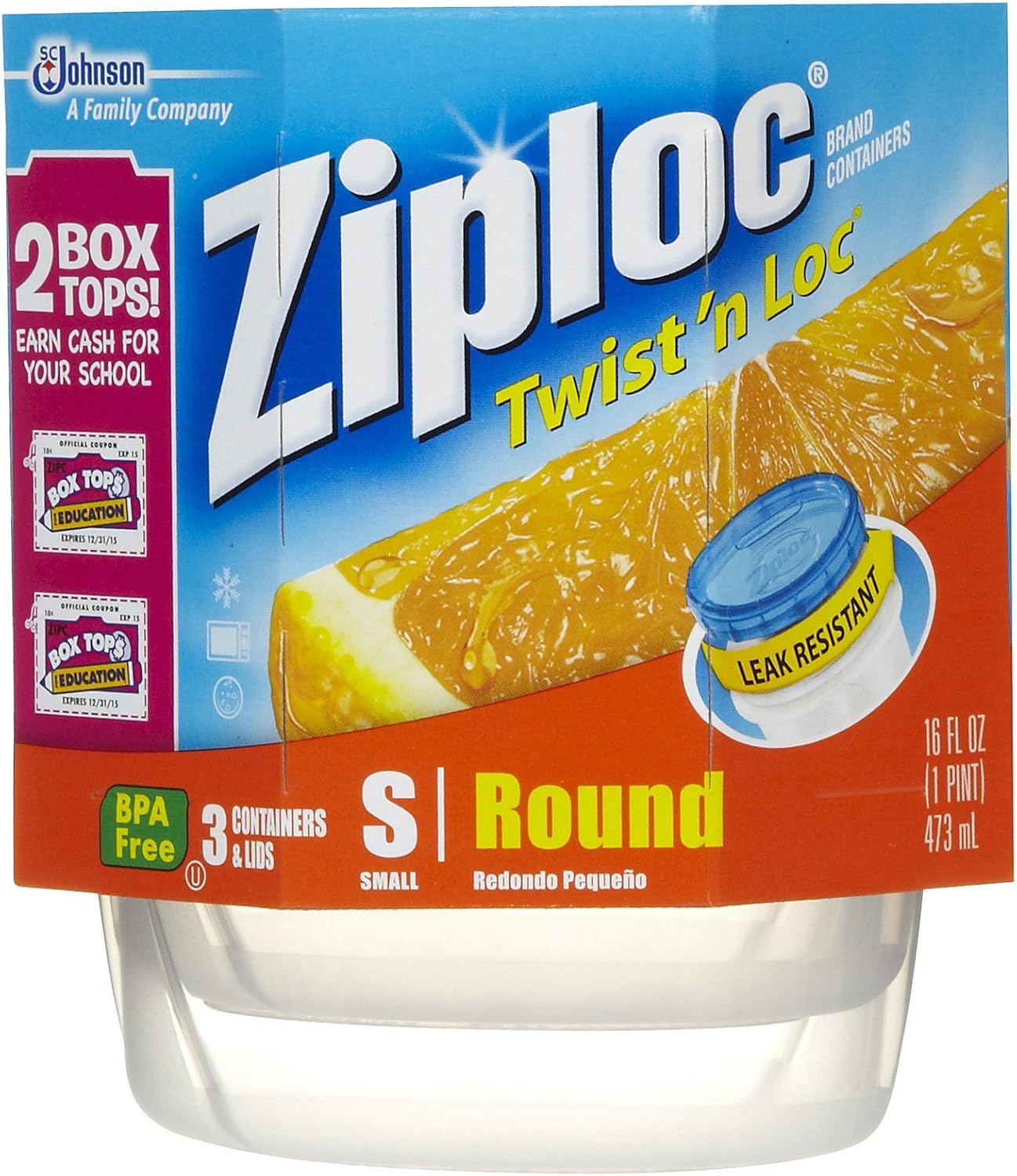 Ziploc Twist 'N Loc Containers, 3 Containers & 3 Lids, 3