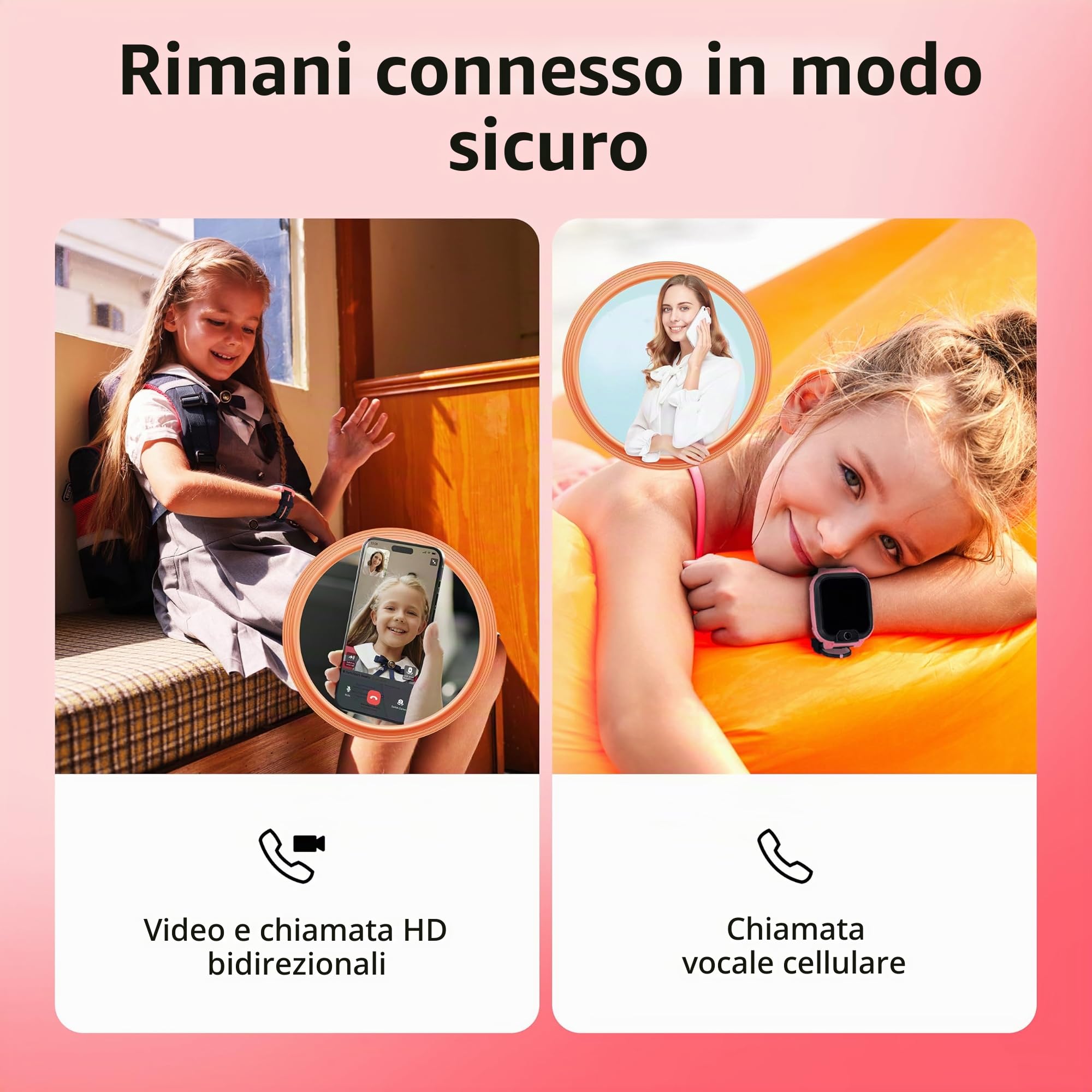 imoo Watch Phone Z1 Kids Smart Watch, 4G Kids Smartwatch Telefono con video e telefonata di lunga durata, orologio GPS per bambini con localizzazione in tempo reale & IPX8 resistenza all'acqua (rosa)