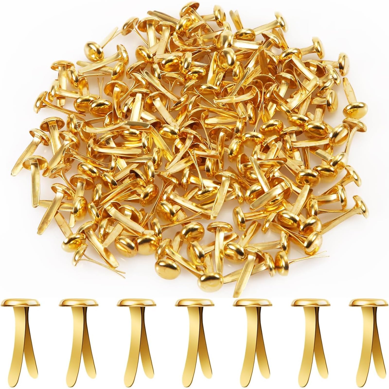 Dxbnezbc Gold 200 Pcs Split Pins, Paper Fasteners, Scrapbooking Brads Split Pin, 8Mmx17mm Clips Round Head Mini Brass Pins For Paper Craft Diy Stamping Scrapbook Office Household