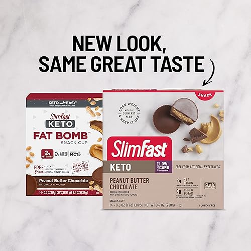 Miniatura 13 de SlimFast - Bocadillos bajos en carbohidratos, para dietas keto, para perder peso, 0 azúcar añadido y 0.1 onzas de fibra, sabor chocolate con menta