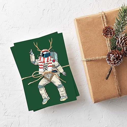 Miniatura 8 de Ritzy Rose 24 Dancing Astronaut Holiday Cards in 4 Colorful Christmas Hat Illustrations + Envelopes