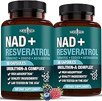 Vista 8 de NEW AGE Complejo de suplementos NAD+ - NAD+ 300 mg con astaxantina, urolitina A, resveratrol, CoQ10 y mezcla de antioxidantes - Energía celular