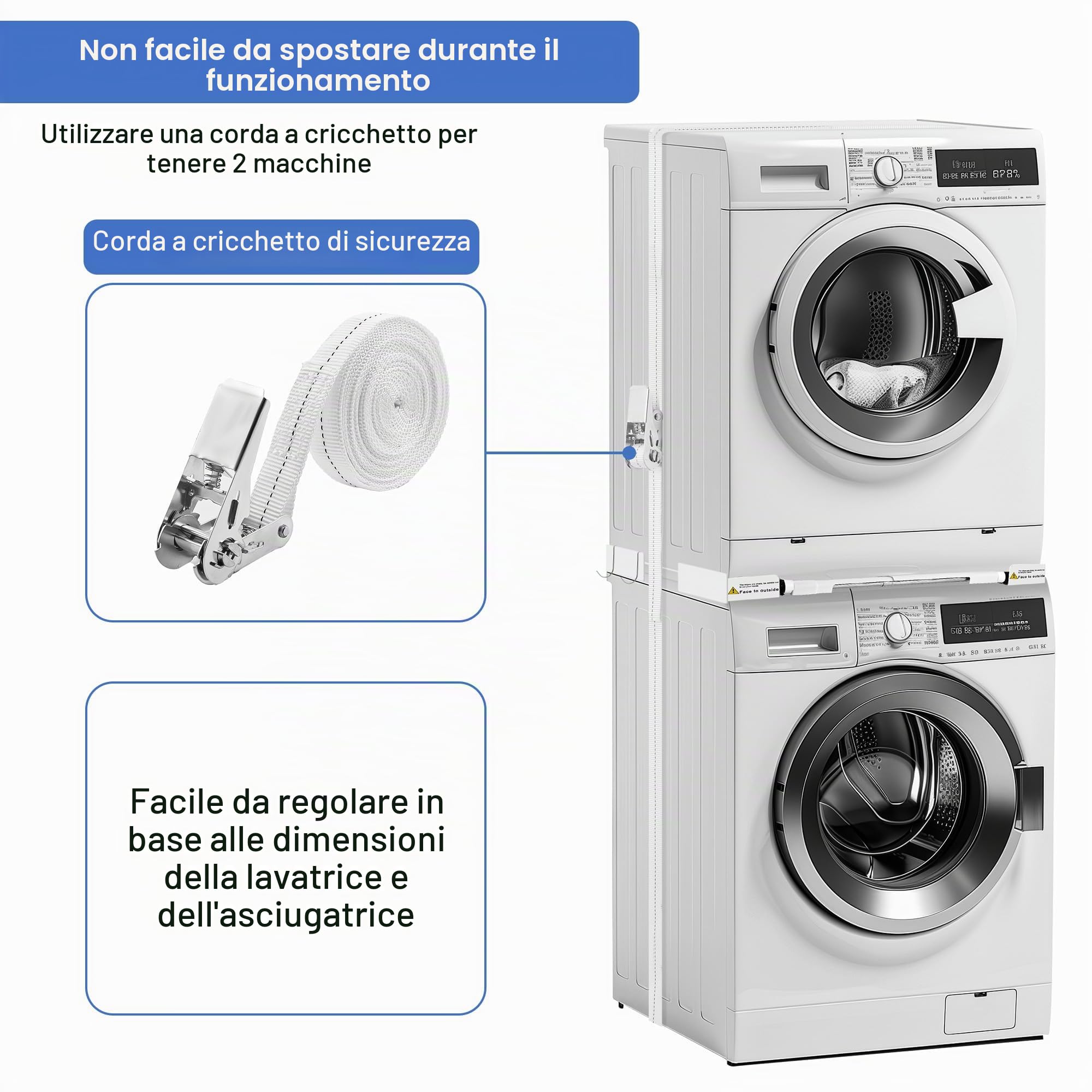 Kit Sovrapposizione Lavatrice Asciugatrice,supporto Asciugatrice,telaio Intermedio Con Filo Stendibiancheria, Telaio Di Collegamento