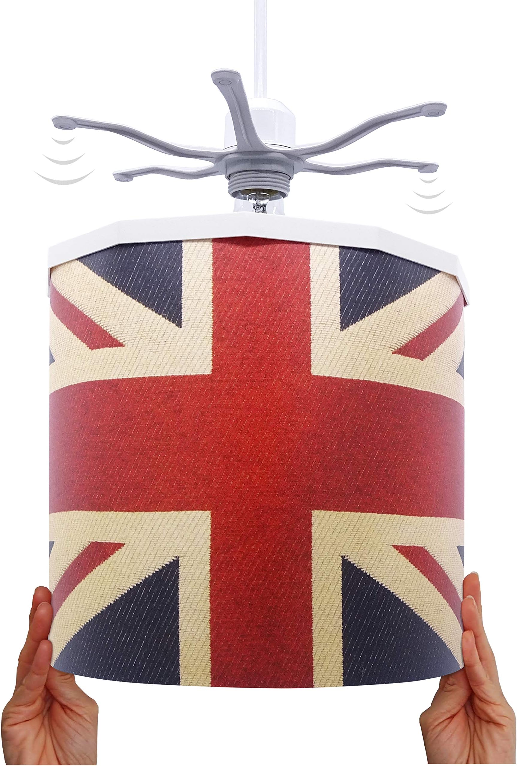 Ceiling Pendant Light Shade - Printed Colourful and Fun Designs Union Jack Light Cover - Magnetic Ceiling Light Lampshade Kit for Interchangeable Designs