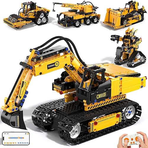 Miniatura 9 de Kit de construcción de robot 5 en 1 para niños de 8 a 13 años, 688 piezas de juguetes de construcción de automóviles de dinosaurio controlado por