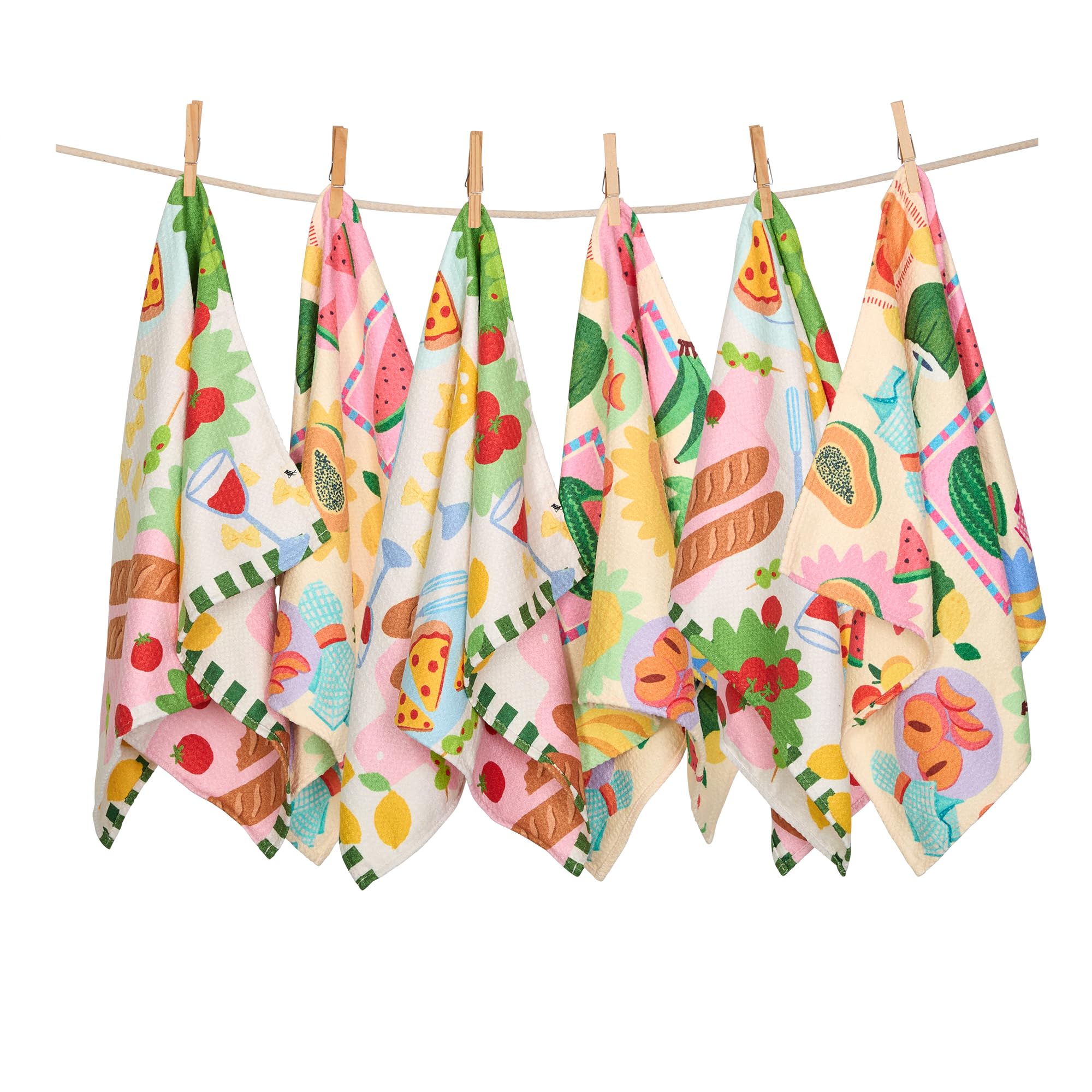 Dock & Bay Tea Towels - Quick-Drying Dish Towels in Thick Waffle Fabric - Medium Size 75x45cm, 29x17 - The Grazing Set - Set of 6