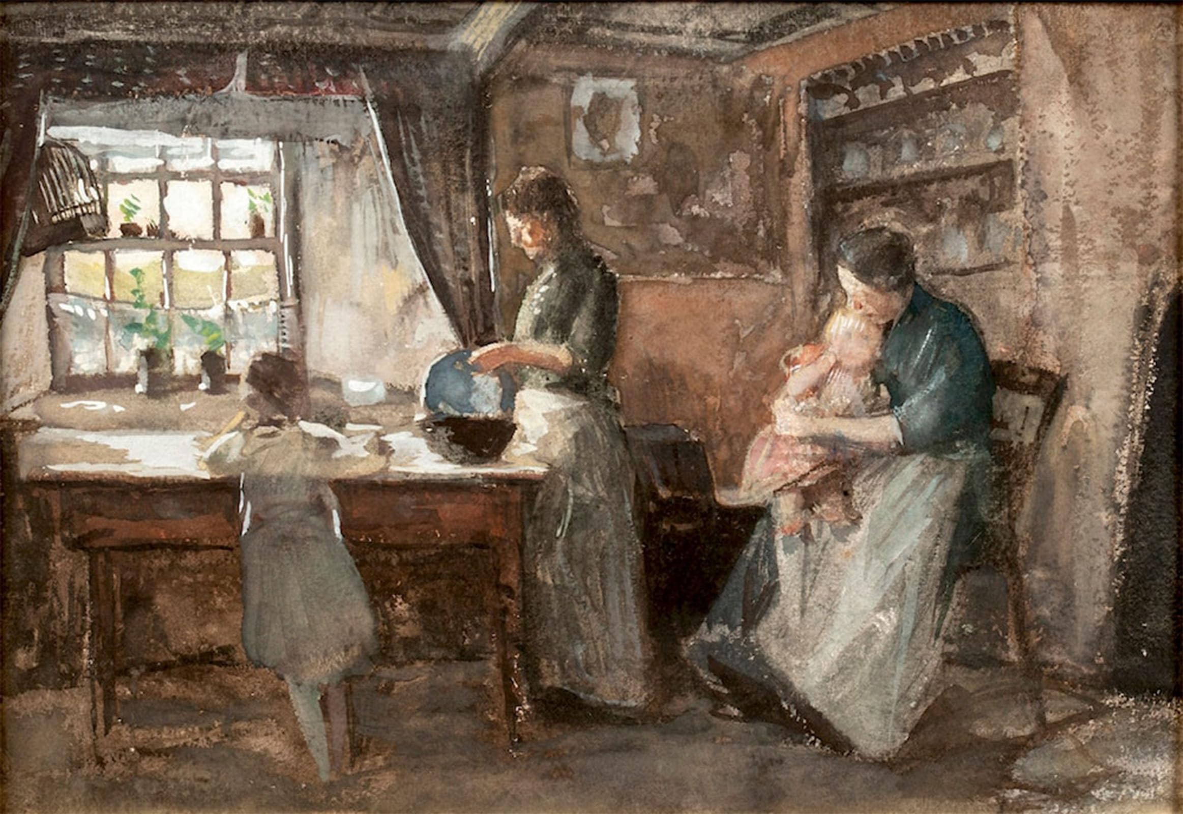 ARTXLXXBN Famous Painting Canvas Artwork Graffiti Print Family Scene Isle of Mann by Julian Alden Weir Portrait Canvas Image for Home Decor 60x90cm