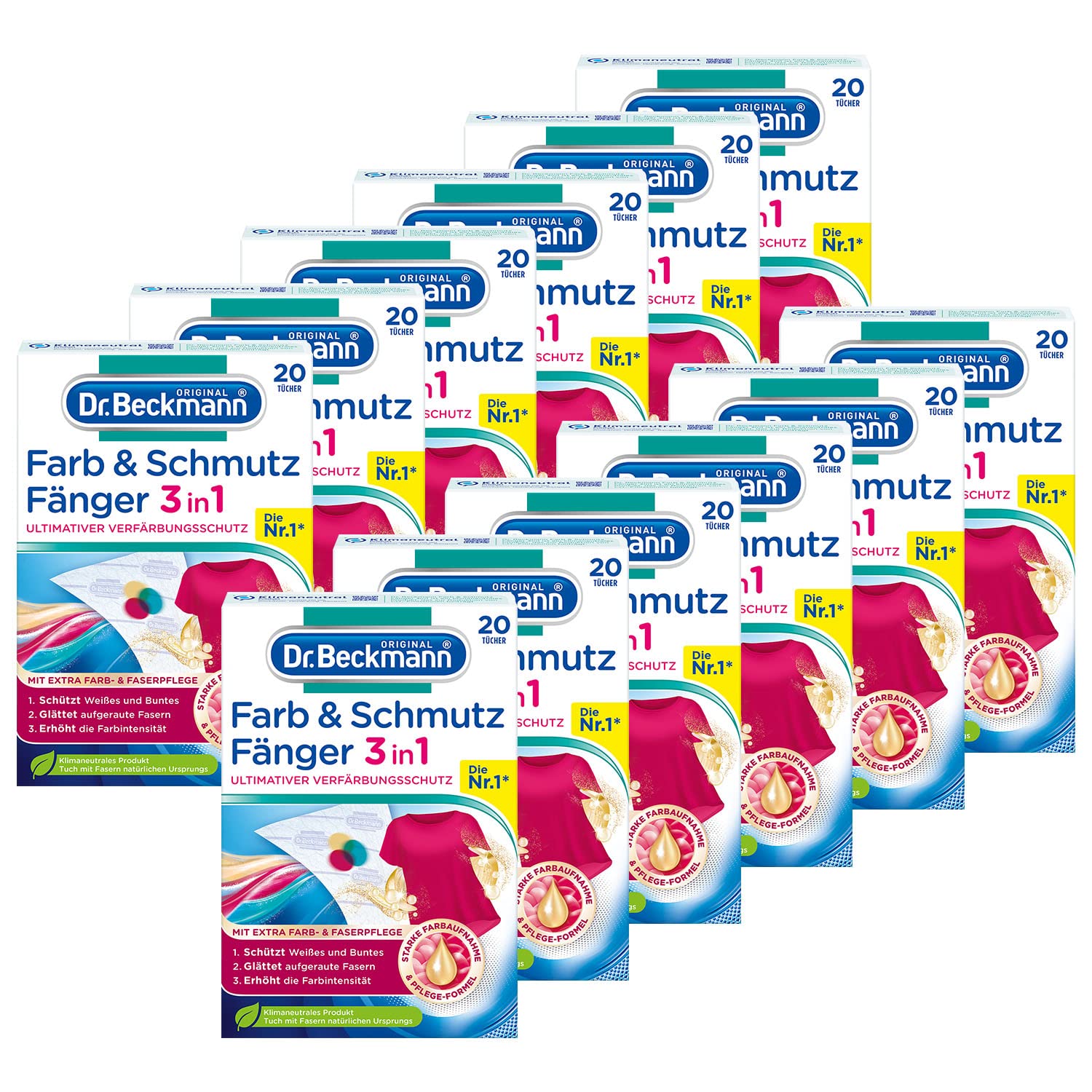 Dr. Beckmann Tamponi per colori e sporco 3 in 1, per la massima protezione dallo scolorimento, con cura extra del colore e della fibra, 12 x 20 panni