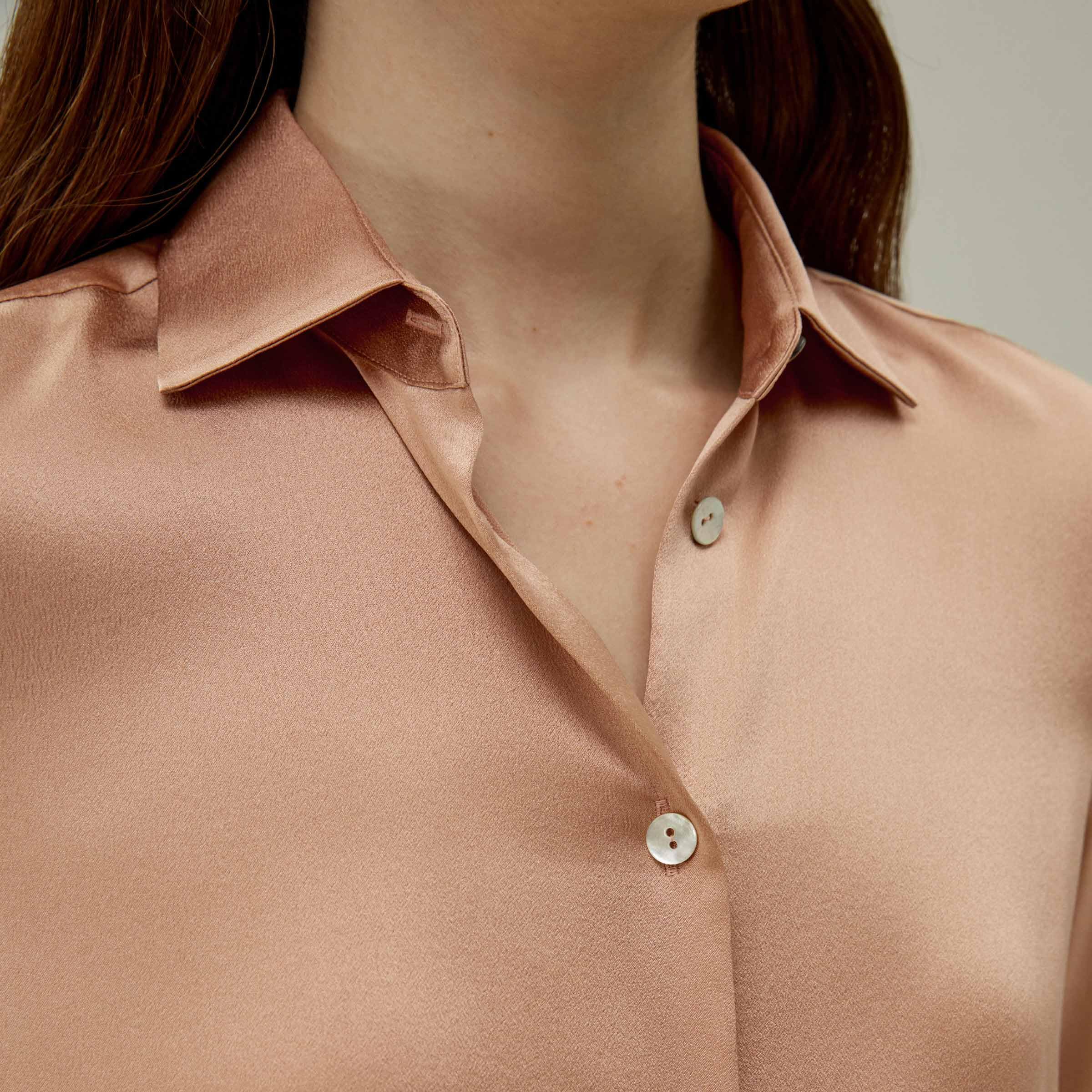 LilySilk Damen Reine Seidenbluse Klassische Maulbeerseiden Bluse mit Muschelknopfverschluss und Minimalistischer Knopfleiste für den Alltag