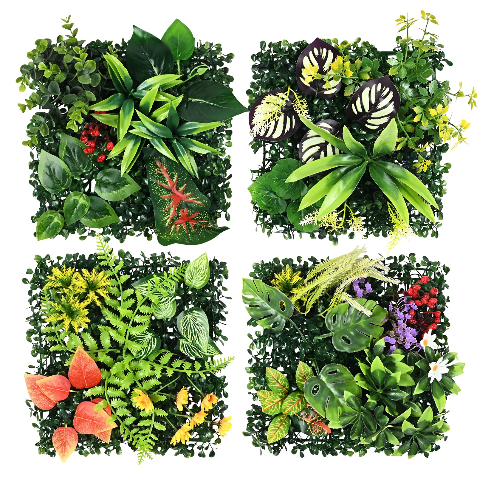 chenyu 4 Pièces Mur Vegetal 25x25cm Mur Végétal Artificiel