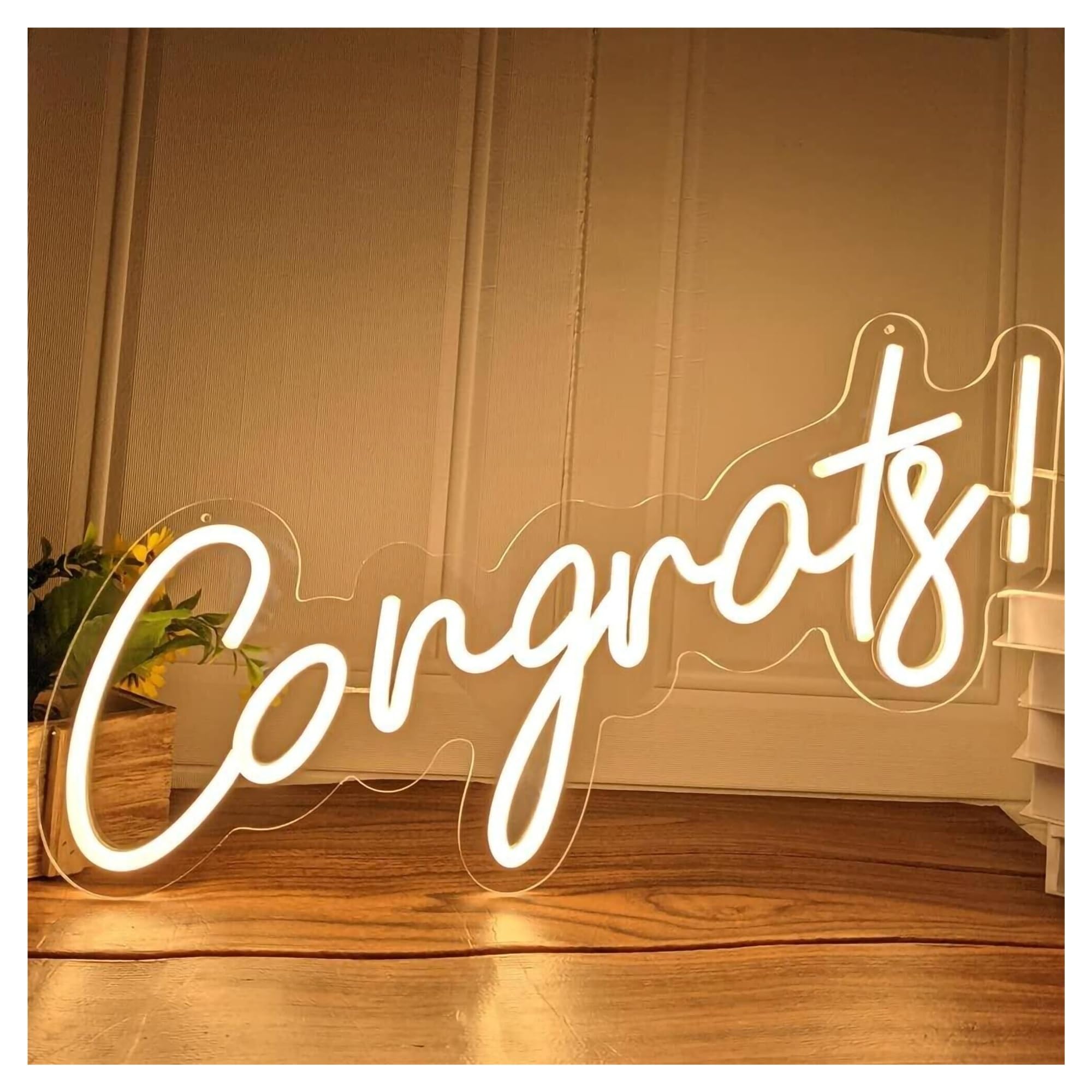 Wiszące neony artystyczne "Congrats! "Neonowa Tablica Na Wesele, Walentynki, Bankiet, Dekoracja, Gratulacje, 50cm