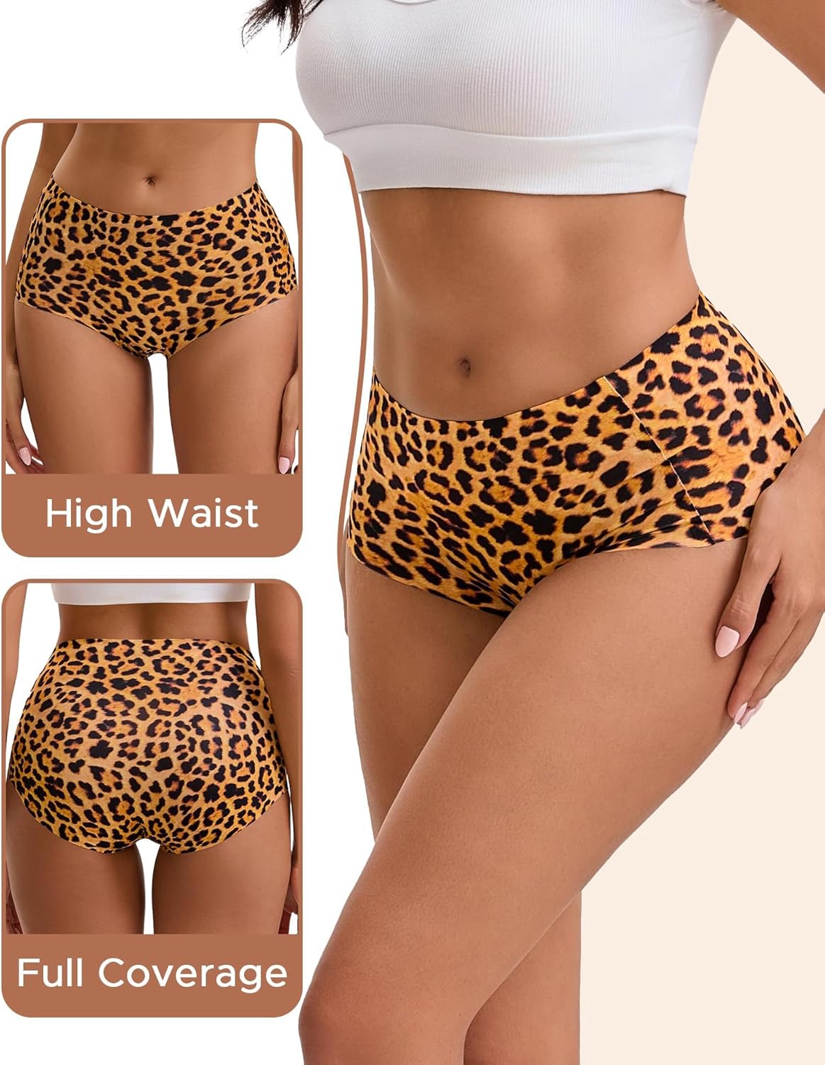 INNERSY Women's Seamless High Waisted Underwear No Show Panties Lightweight Full Coverage Briefs 4-Pack - Image 3